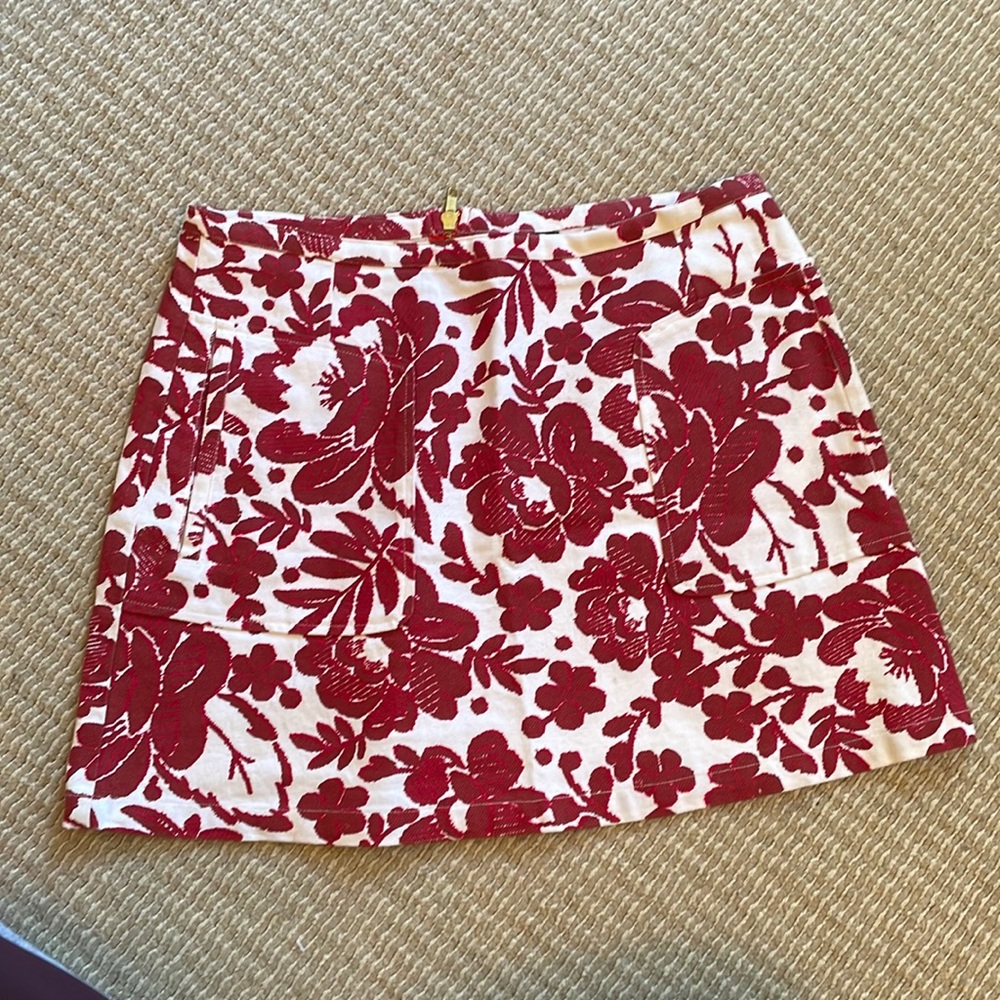 Topshop red and white floral skirt